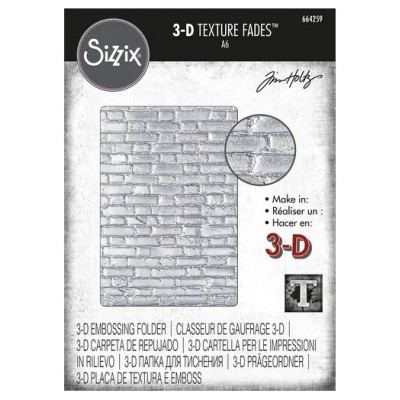 Sizzix - Plaques à embosser 3D de Tim Holtz «Brickwork» 4" x 6"